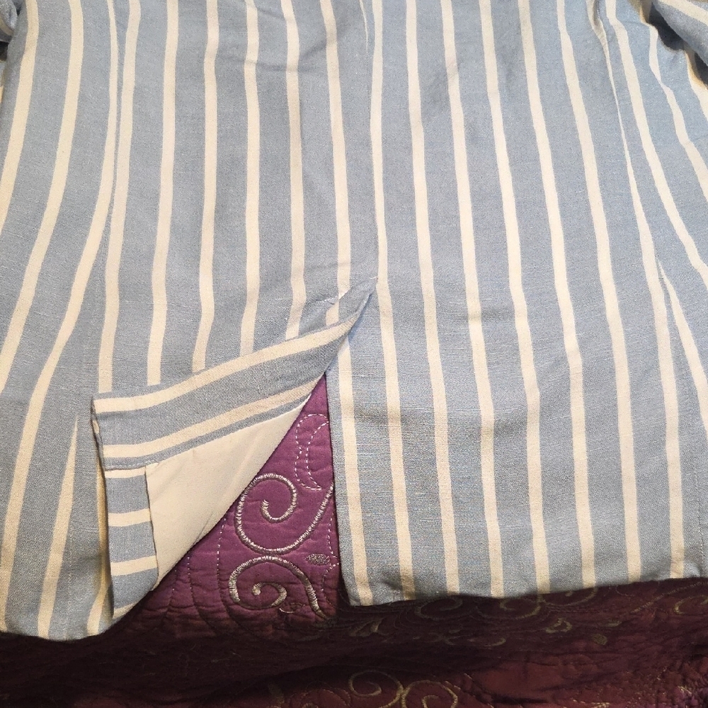 Philosophy Blue and White Striped Blazer with Notched Lapels - Picture 4 of 4